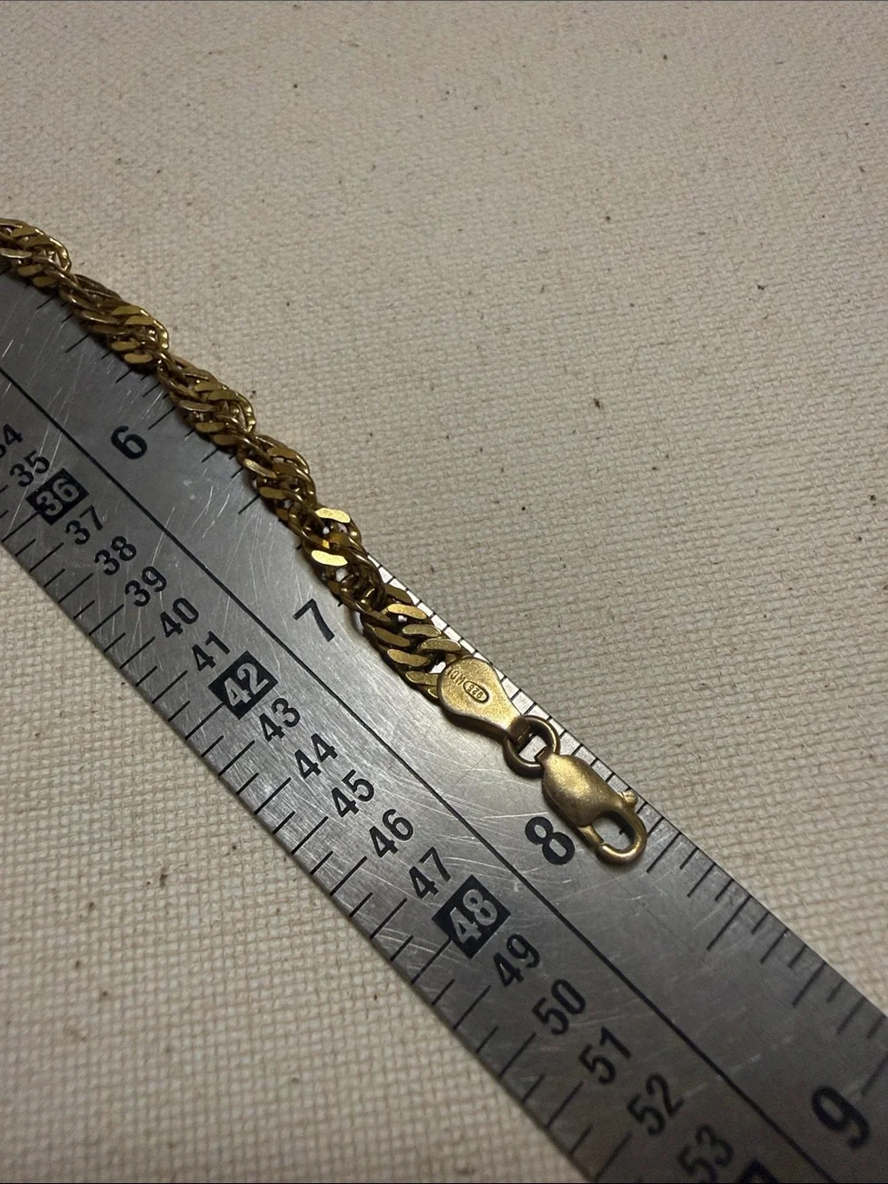 Sterling Silver 925 Gold-Tone Twisted Figaro Bracelet size 8in